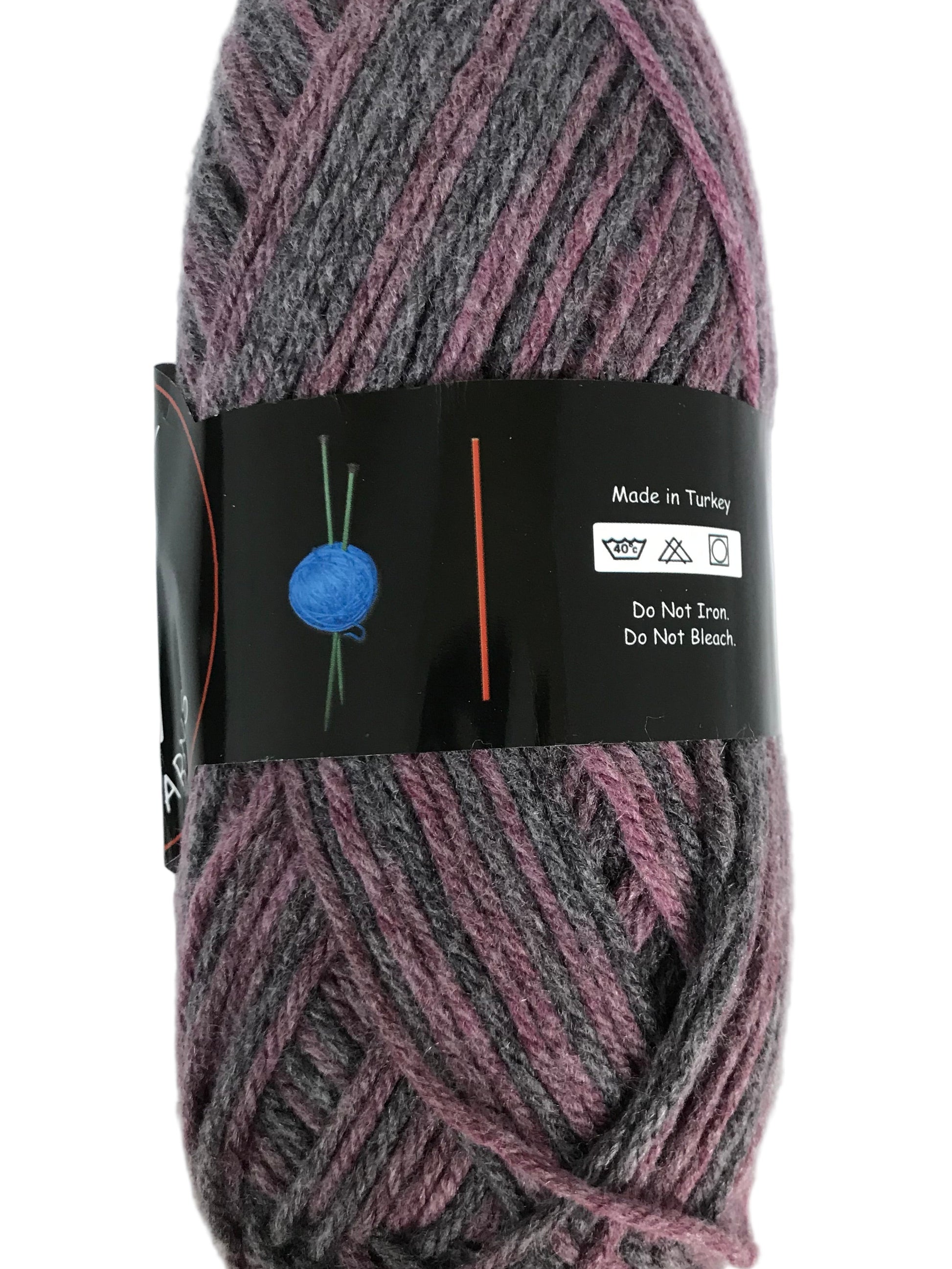 Ball of yarn with a label on a white background