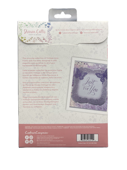 Product packaging with text and a card on a white background