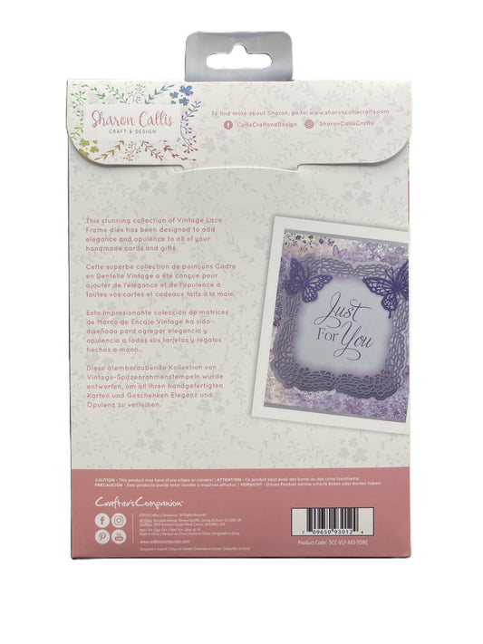 Product packaging with text and a card on a white background