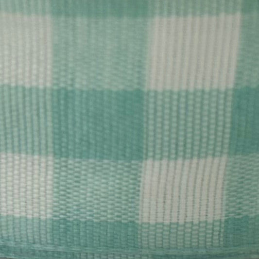 Close-up of green and white checkered fabric pattern