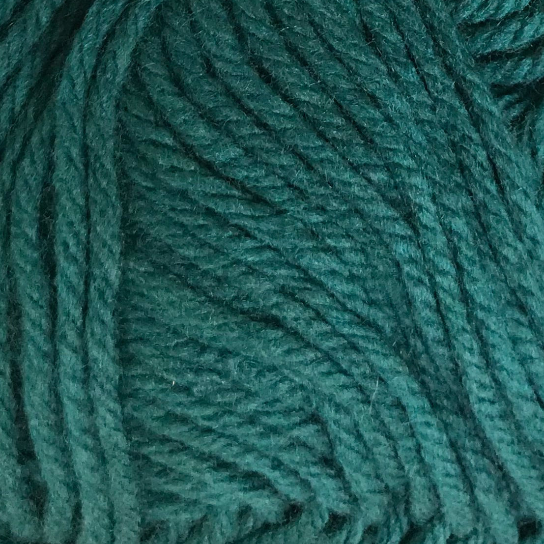 Close-up of teal yarn with visible texture