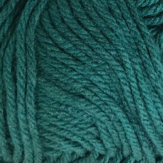 Close-up of teal yarn with visible texture