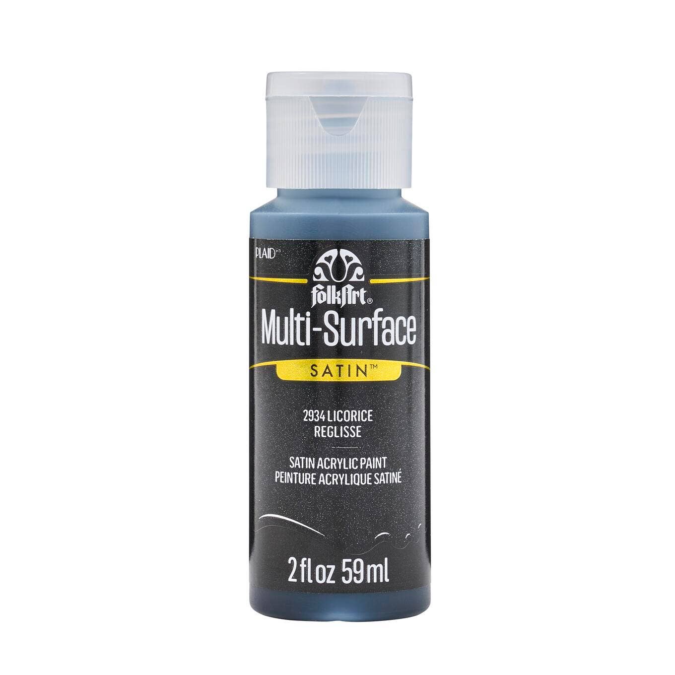 FolkArt Multi-Surface Satin Acrylic Paint 2 oz - 2934 Licorice