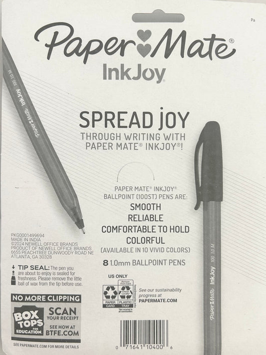 Paper Mate InkJoy pen packaging with two pens on a white background