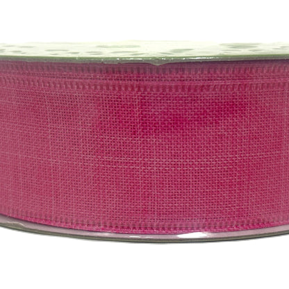 Bright Pink Linen Look - 1.5” x 50 yds - Wire Edged Premium Ribbon