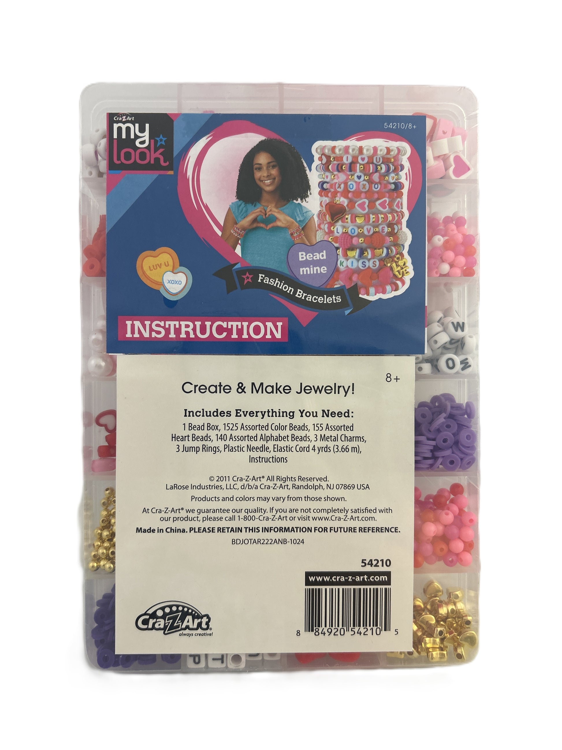 Jewelry making kit packaging with colorful beads and tools, featuring a 'Create & Make Jewelry' label.