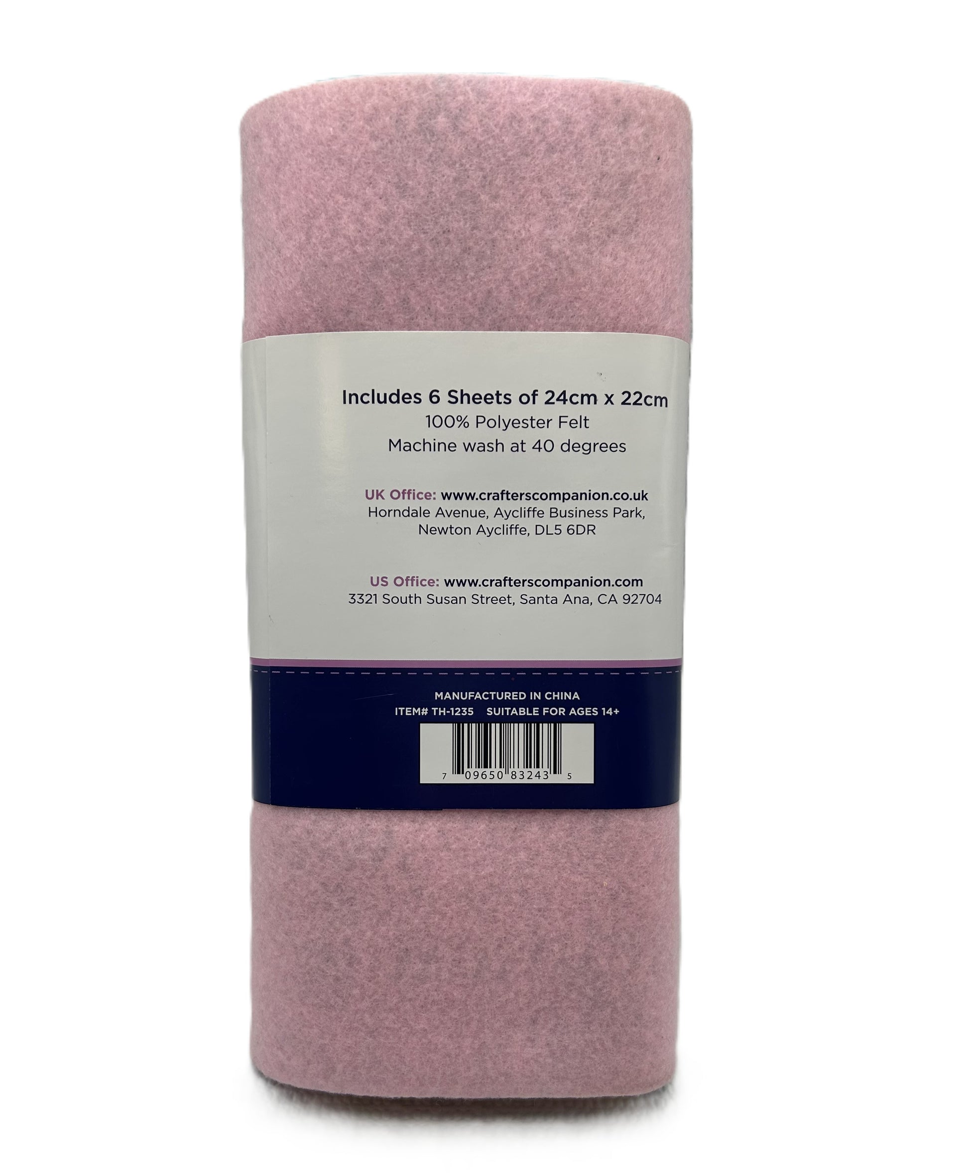 Pack of pink felt sheets with a label on a white background