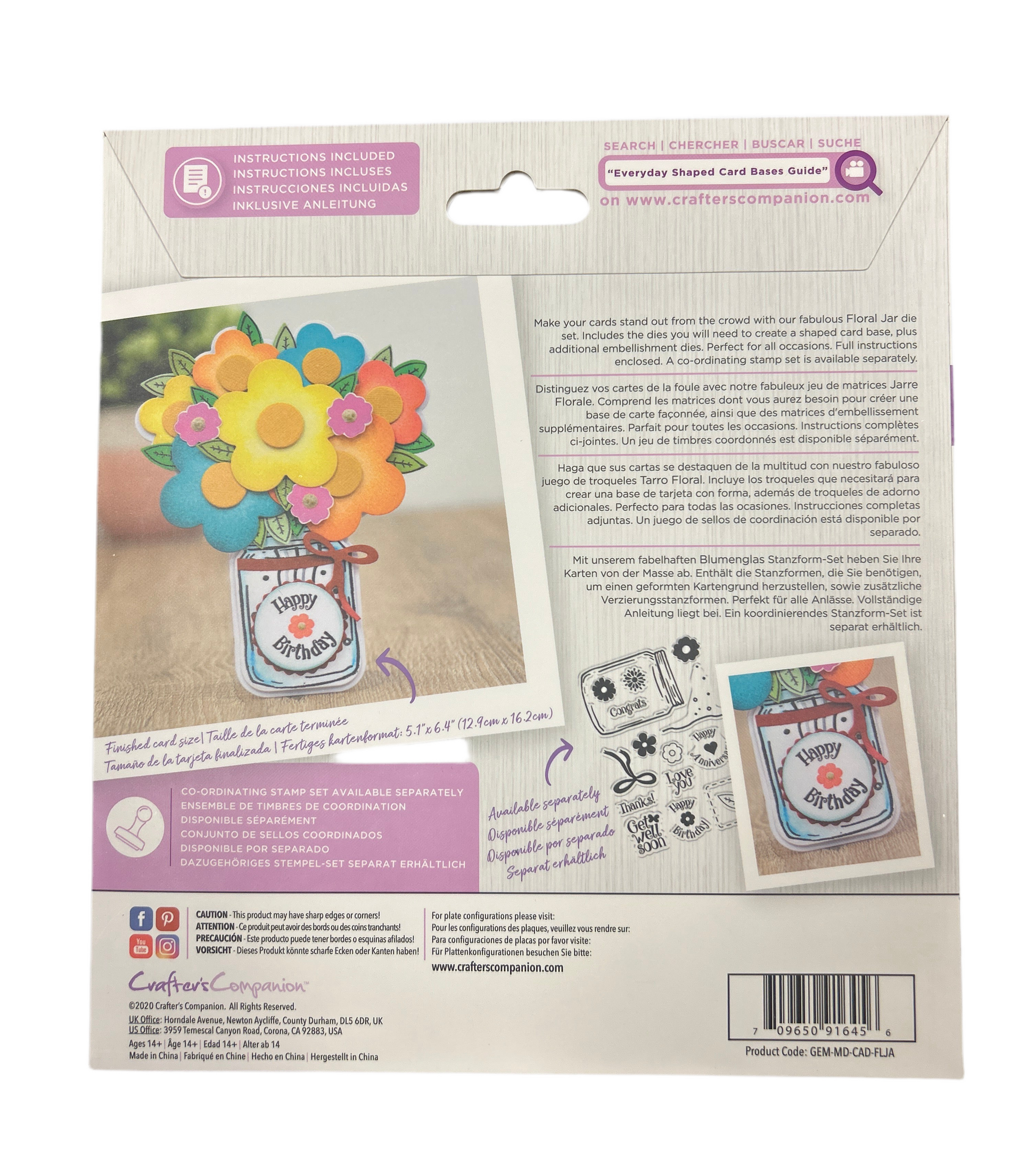 Cardboard packaging with floral design and text on a white background