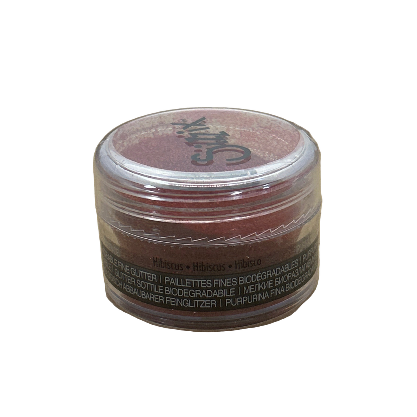 Small container of makeup product with visible brand name on a white background