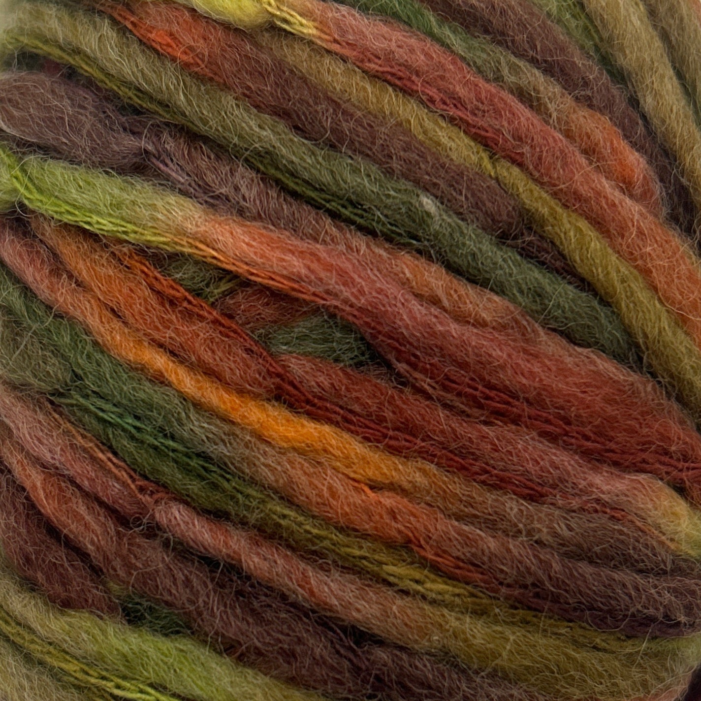Multicolored skein of yarn on a white background