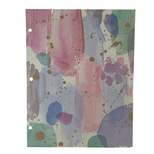 Notebook with colorful abstract design on a white background