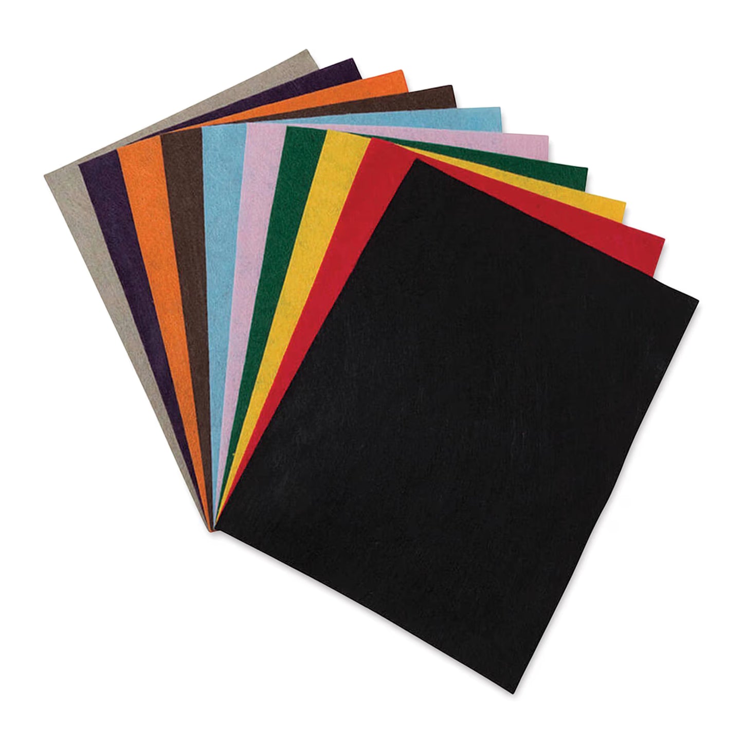 Set of colorful felt sheets on a white background