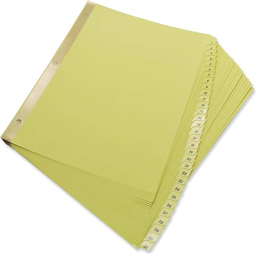 Stack of green index cards with numbered tabs on a white background