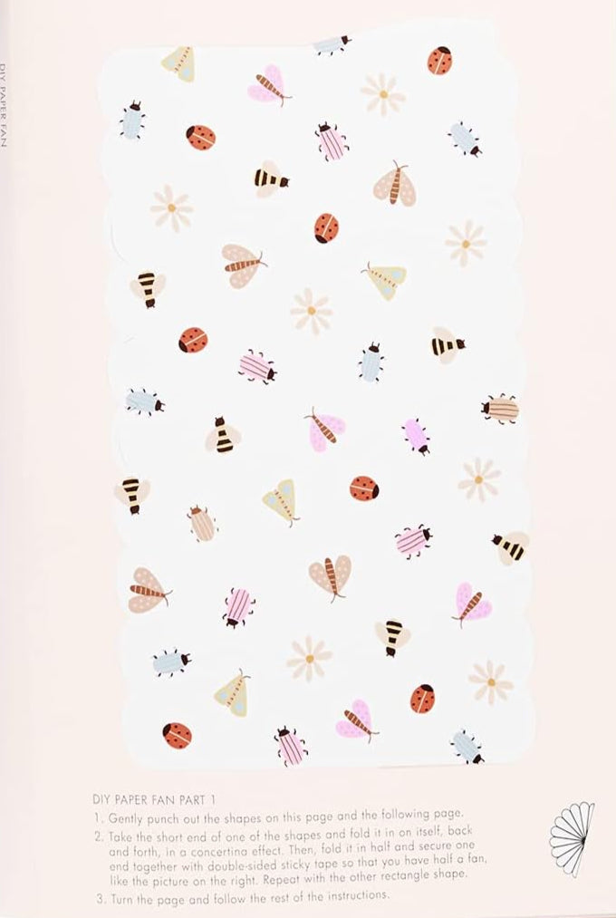 Pattern of small decorative shapes on a light pink background