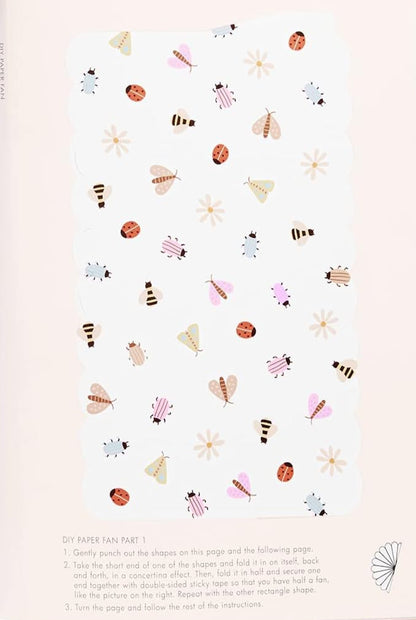 Pattern of small decorative shapes on a light pink background