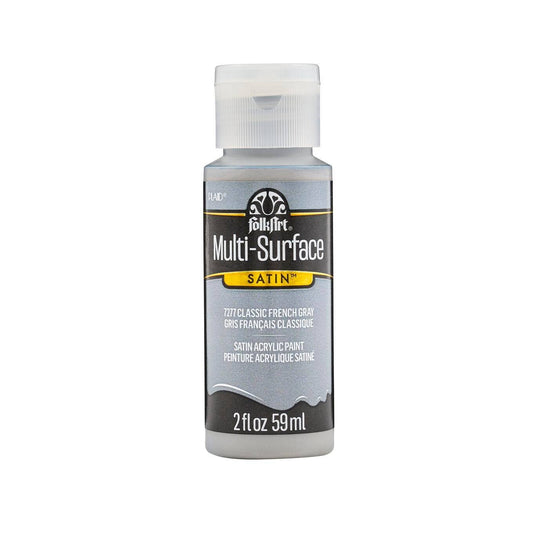 FolkArt Multi-Surface Satin Acrylic Paint 2 oz - 7277 Classic French Gray