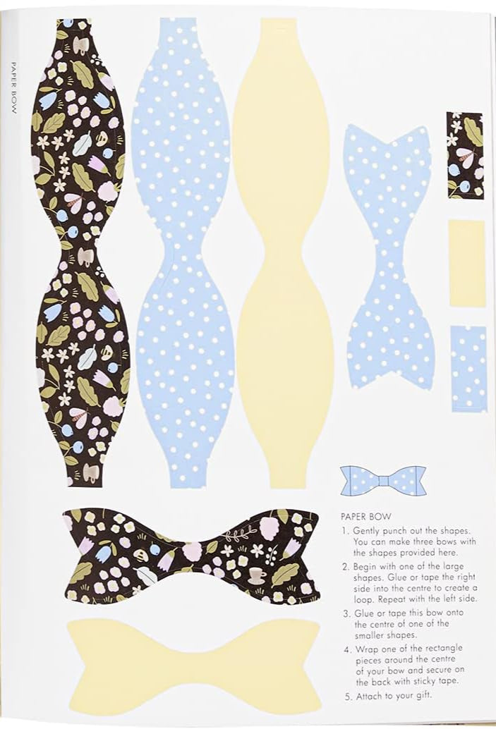 Sheet of paper bow templates with various patterns on a white background