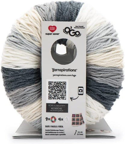 Red Heart Super Saver O'Go Tangle Free Yarn Skein - Newsprint