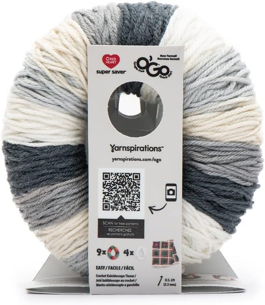 Red Heart Super Saver O'Go Tangle Free Yarn Skein - Newsprint
