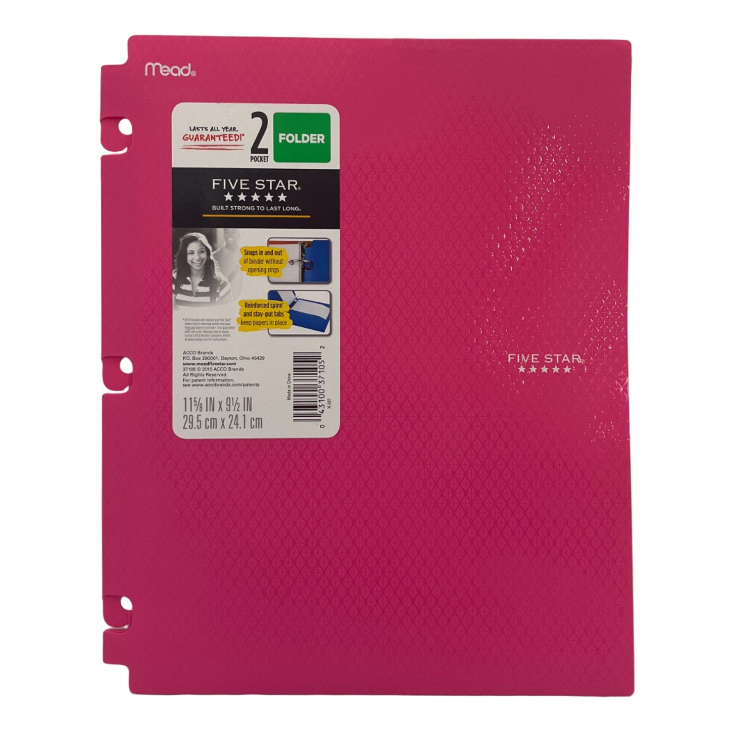 Pink folder with Five Star branding on a white background
