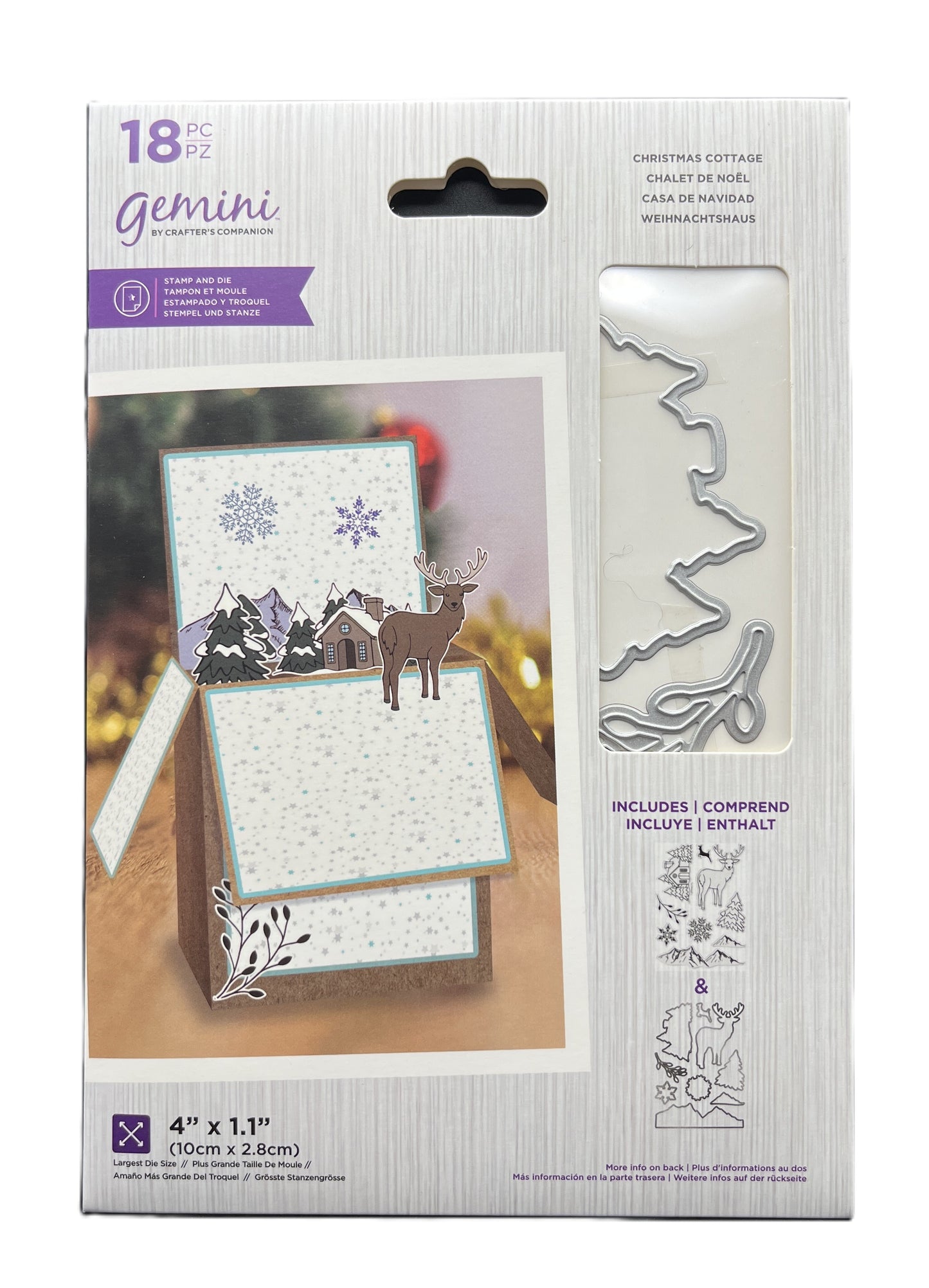 Cardboard packaging of Gemini cutters with Christmas-themed design on a white background