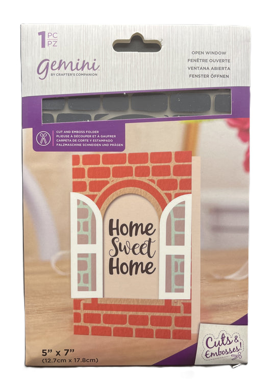 Package of 'Home Sweet Home' window cling with brick design and Gemini branding.