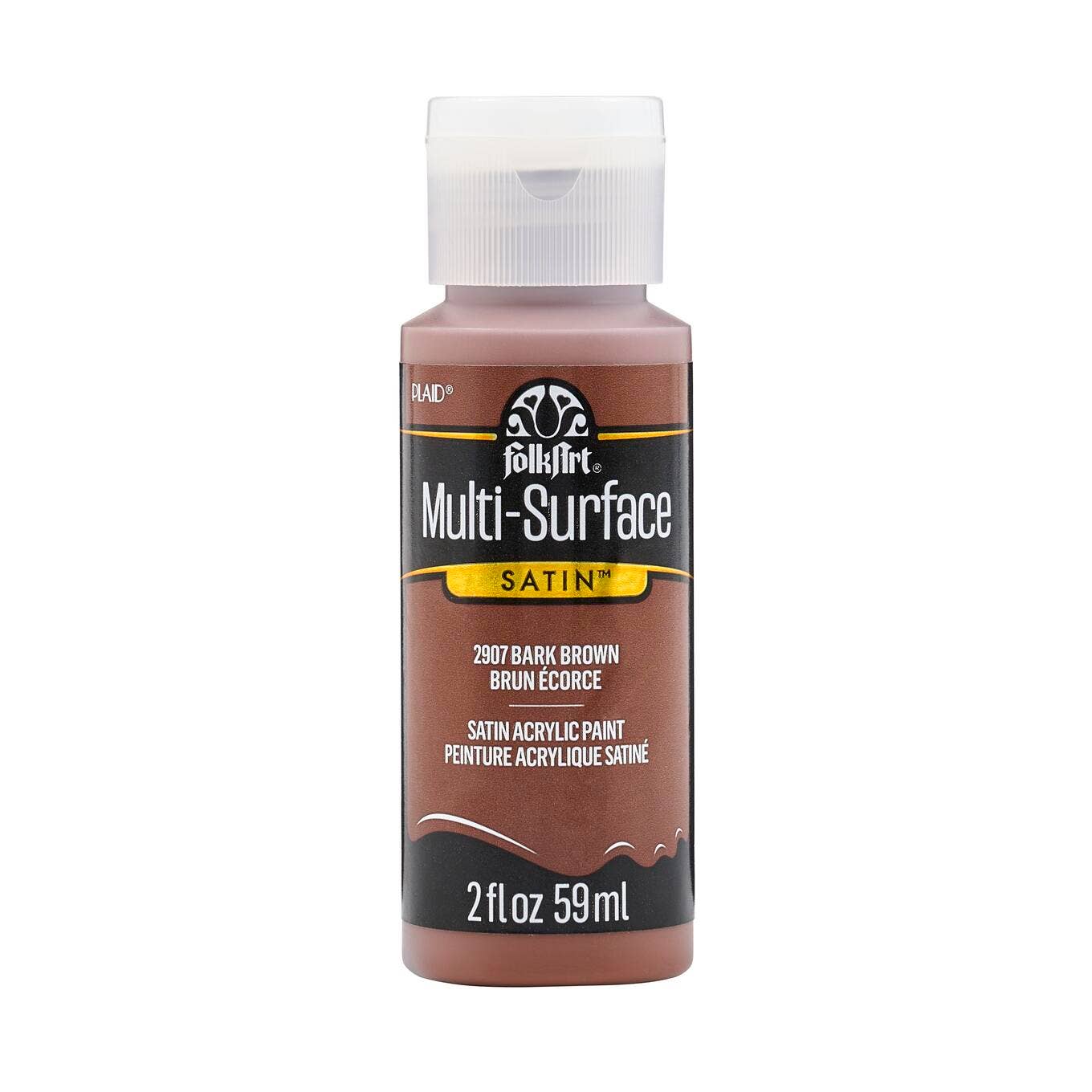 FolkArt Multi-Surface Satin Acrylic Paint 2 oz - 2907 Bark Brown