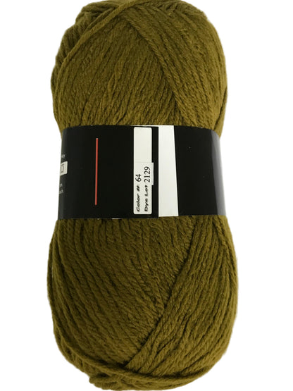 Ball of green yarn with a label on a white background