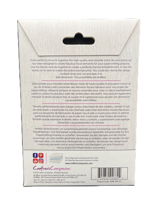 Back of a product packaging with text and branding on a white background