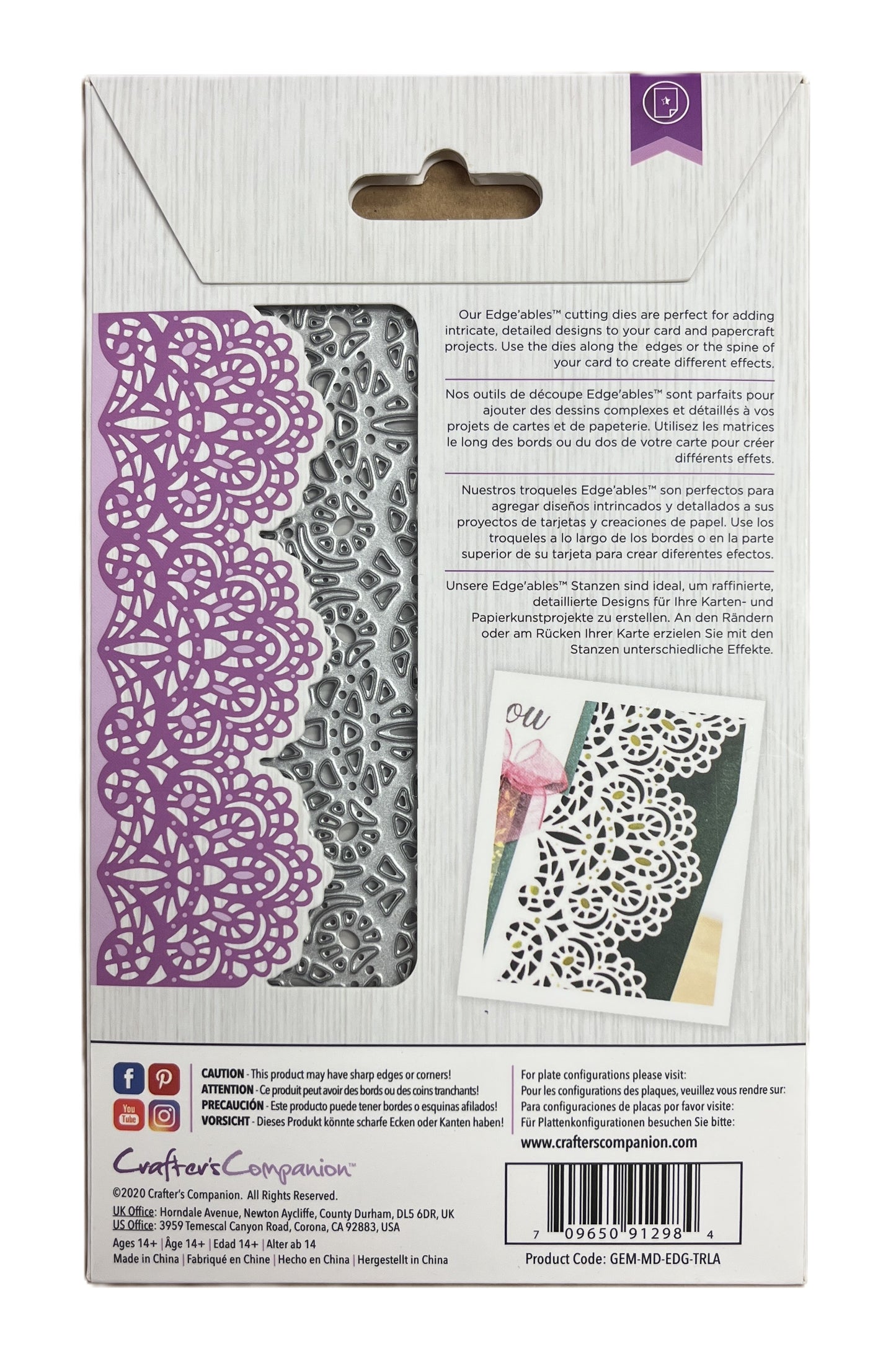 Crafters Companion die set packaging with decorative elements and text.
