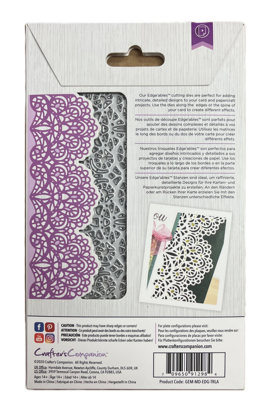Crafters Companion die set packaging with decorative elements and text.