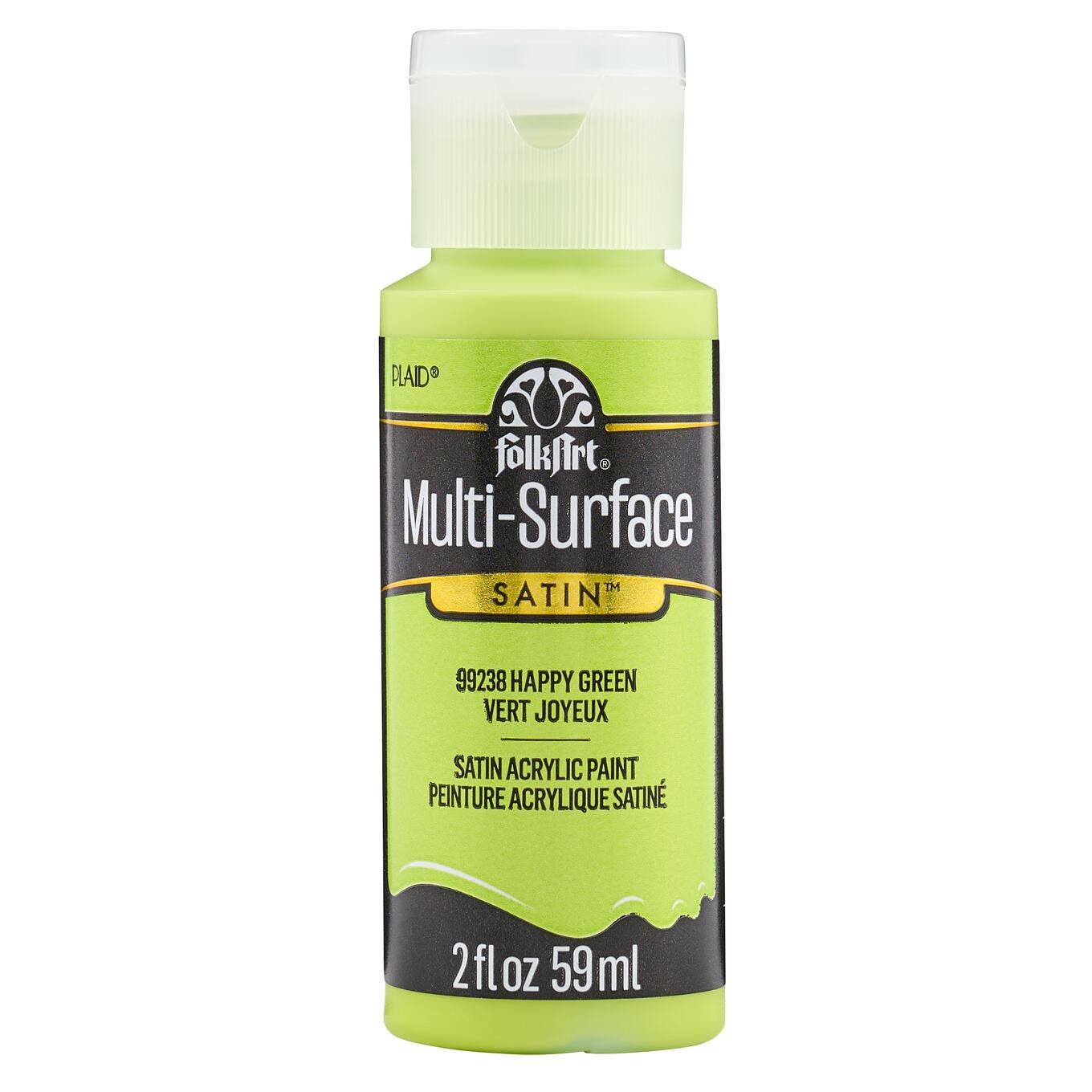 FolkArt Multi-Surface Satin Acrylic Paint 2 oz - 99238 Happy Green
