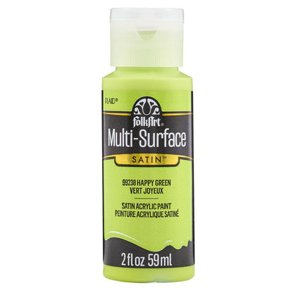FolkArt Multi-Surface Satin Acrylic Paint 2 oz - 99238 Happy Green