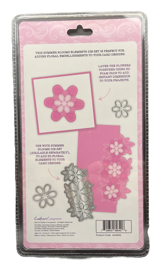 Floral embossing set packaging with flowers and text on a white background