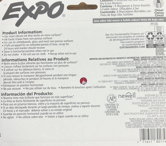 Expo marker packaging with product information and branding details.