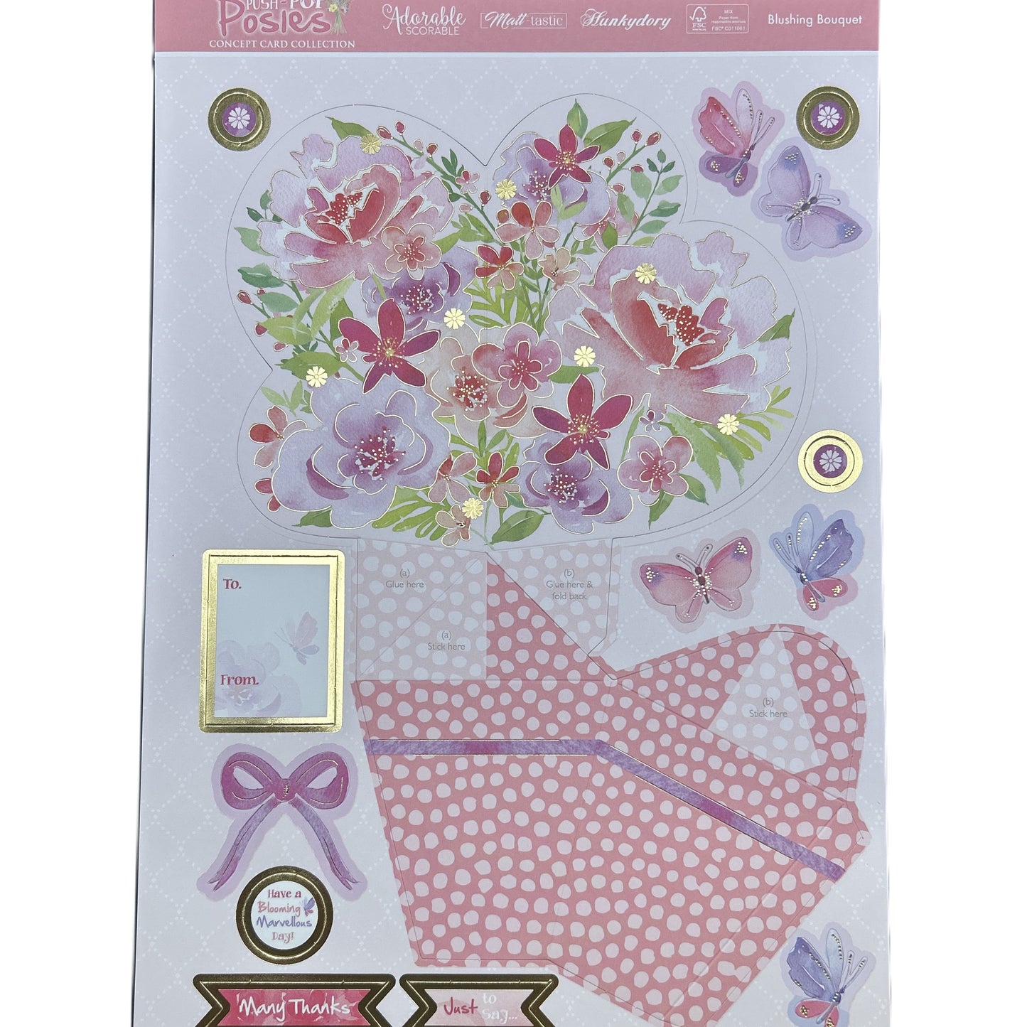 Decorative paper pack with floral and butterfly designs on a white background