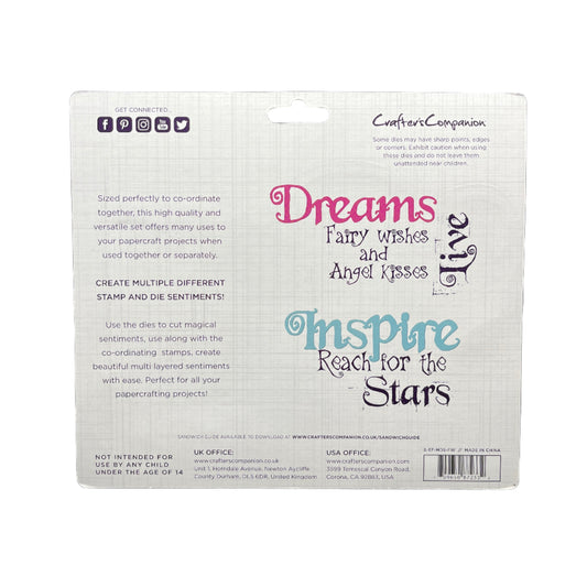 Product packaging with text on a dark background