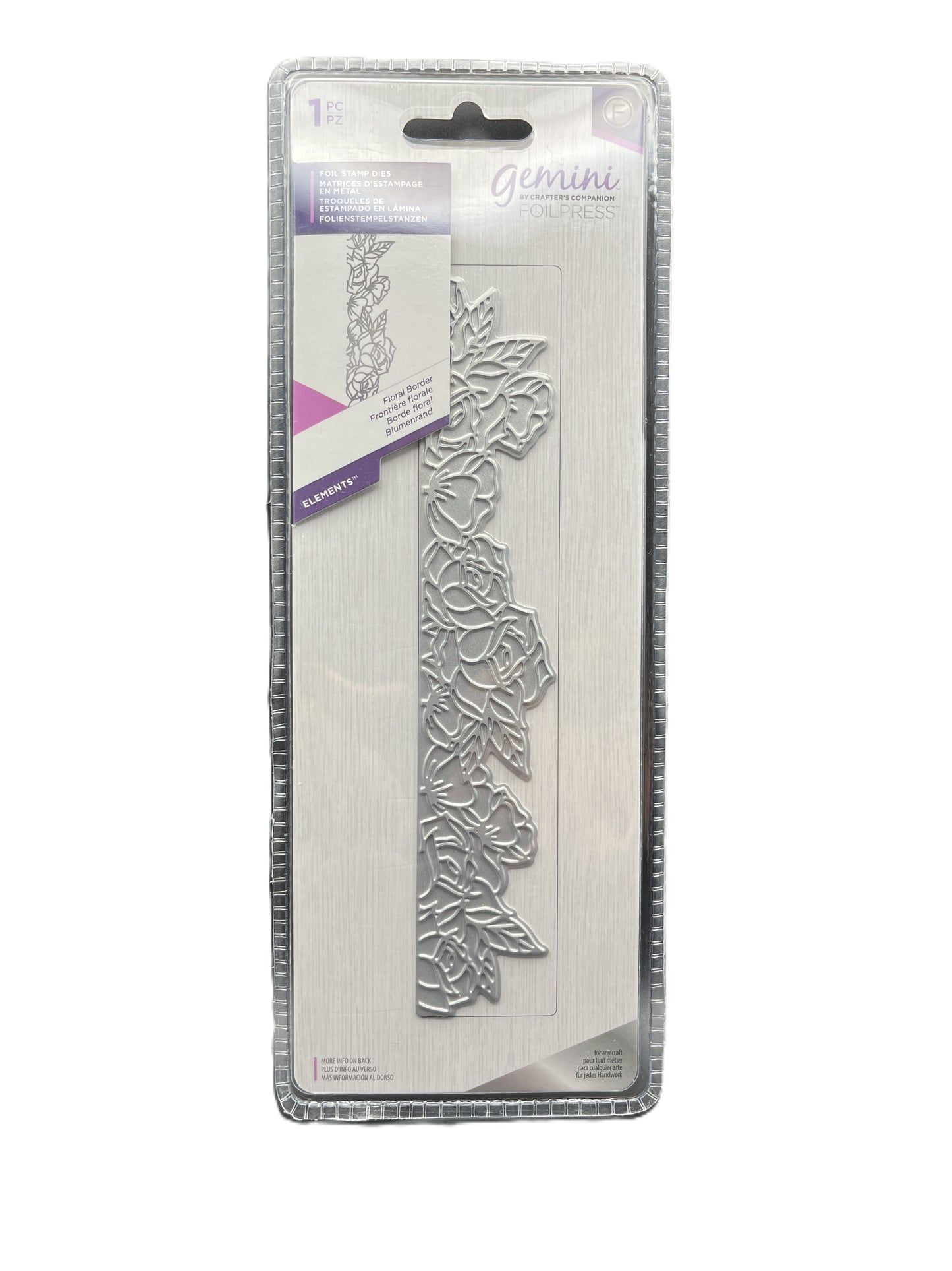 Metal die set in packaging with brand name on a white background