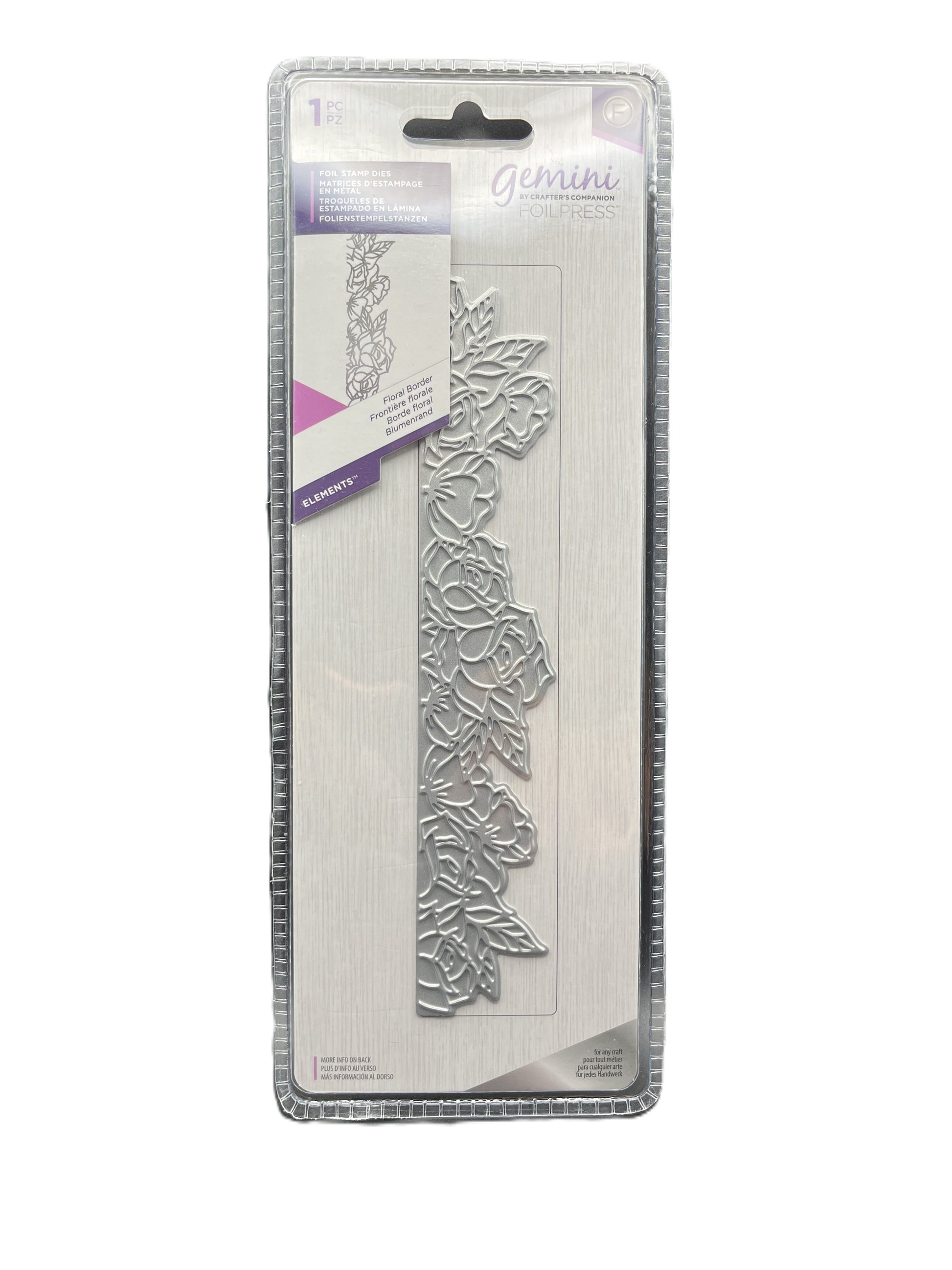 Metal die set in packaging with brand name on a white background