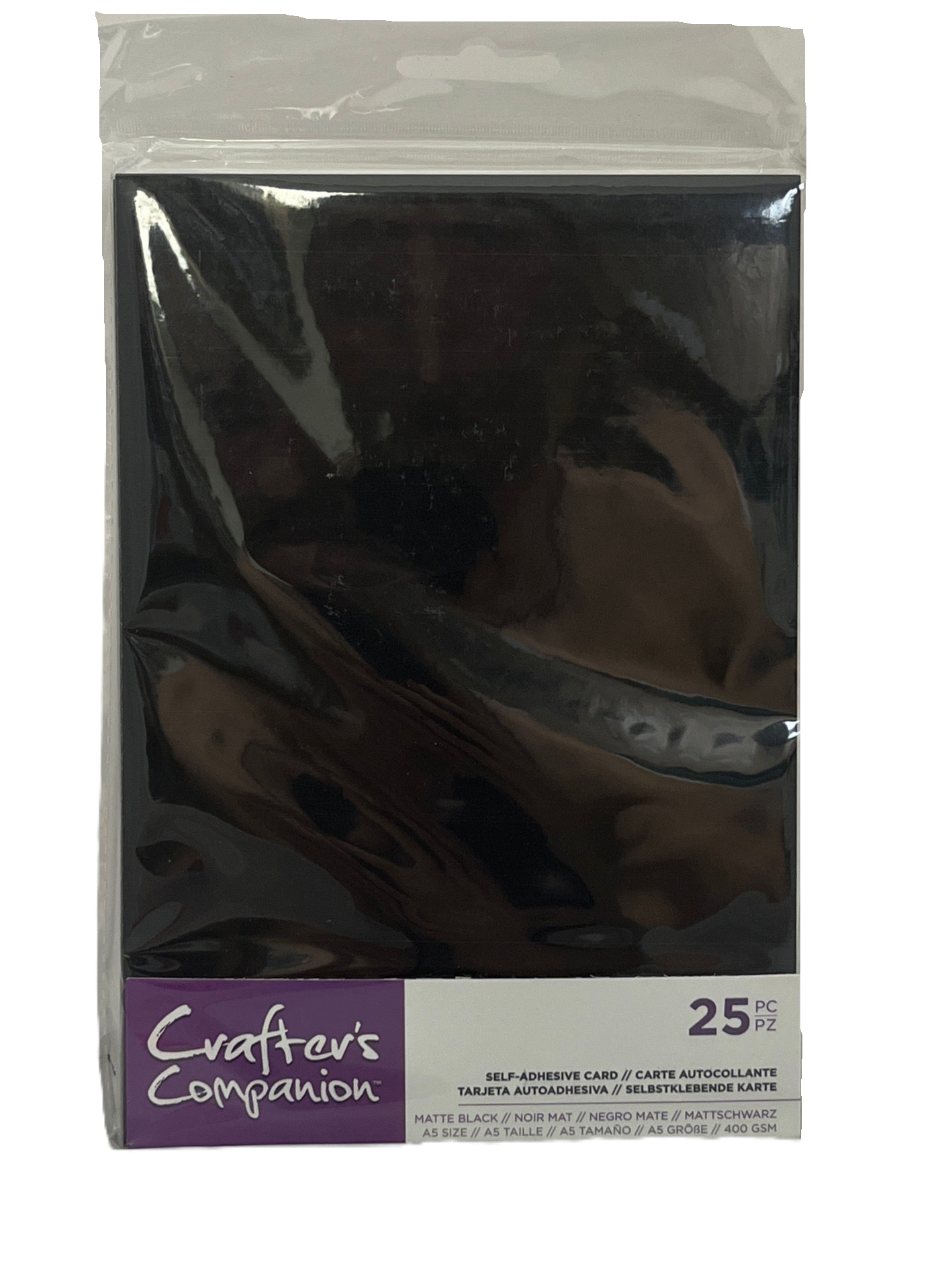 Pack of black cardstock with 'Crafters Companion' branding on a white background