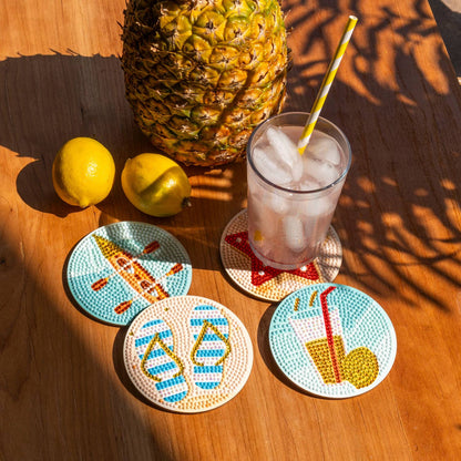 Summer Vacation Coasters - Diamond Dotz Art Kit - Makes 4
