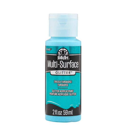 FolkArt Multi-Surface Glitter Paint 2oz - 2992CA Turquoise