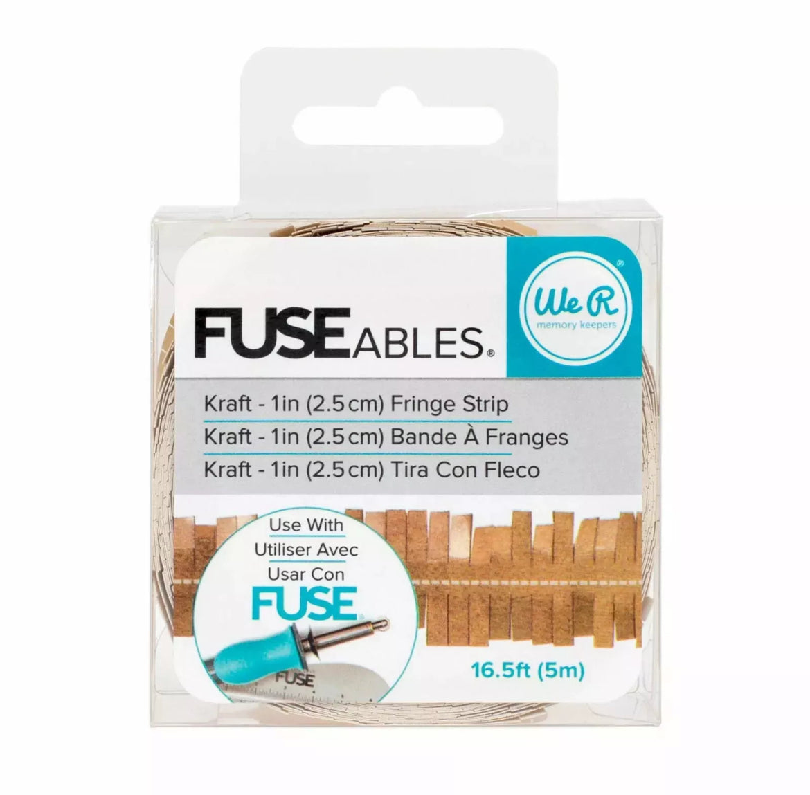 Package of Fuse Ables fringe strip with We R Memory Keepers branding on a white background