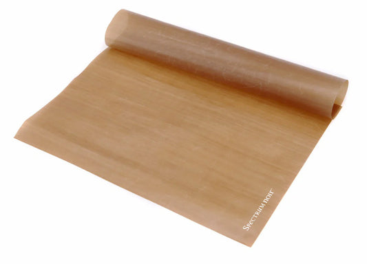 Brown yoga mat with 'Spectrum' branding on a white background