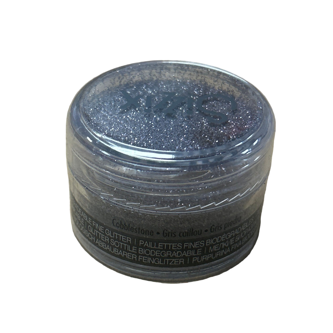 Jar of glitter with a white background
