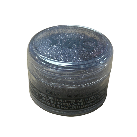 Jar of glitter with a white background