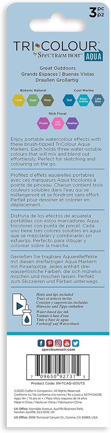 Tricolor Aqua packaging with product details and branding