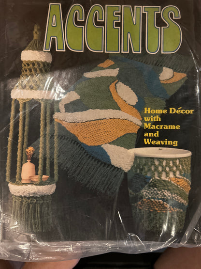 Packaged home decor item with text 'Accents' and images of woven textures.