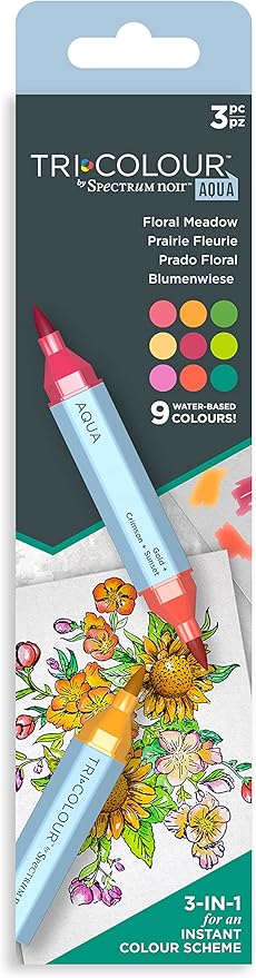 Tri-Colour Spectrum Noir markers in packaging with floral design