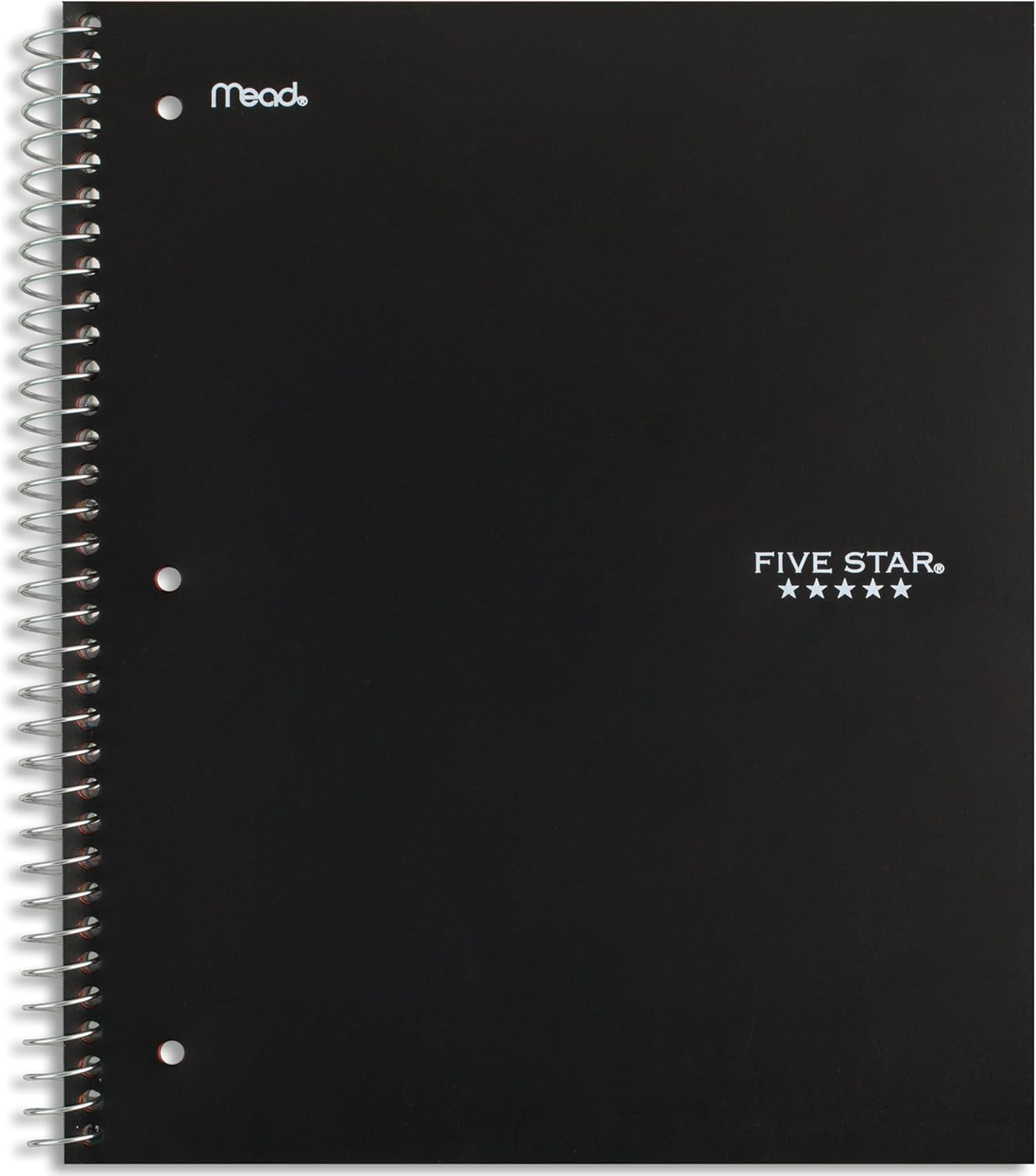 Black notebook with 'Five Star' branding on a white background